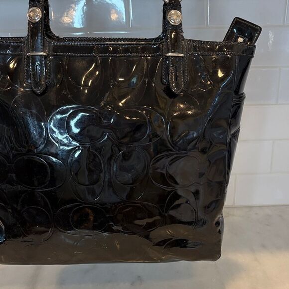 Coach Bag Purse Handbag High Gloss Patent Leather EW Shopper Tote Bag - Picture 6 of 16